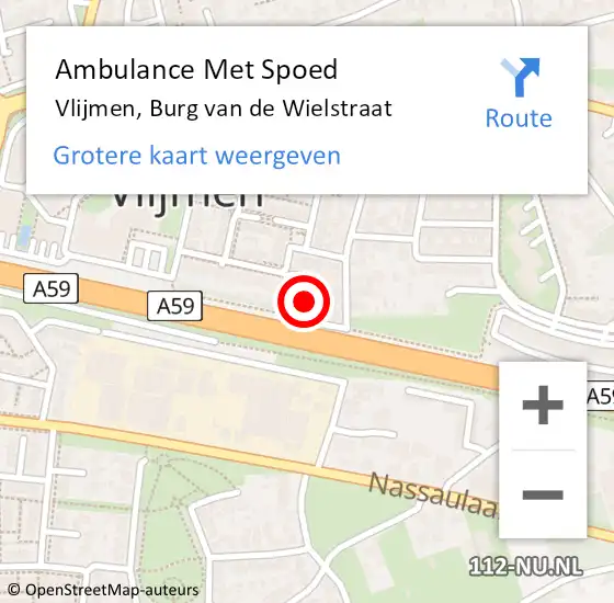 Locatie op kaart van de 112 melding: Ambulance Met Spoed Naar Vlijmen, Burg van de Wielstraat op 9 juli 2016 18:32
