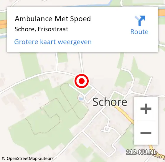 Locatie op kaart van de 112 melding: Ambulance Met Spoed Naar Schore, Frisostraat op 9 juli 2016 22:28