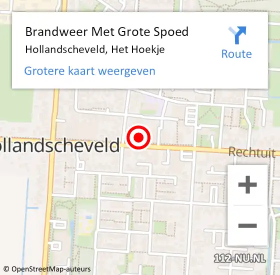 Locatie op kaart van de 112 melding: Brandweer Met Grote Spoed Naar Hollandscheveld, Het Hoekje op 10 juli 2016 01:18