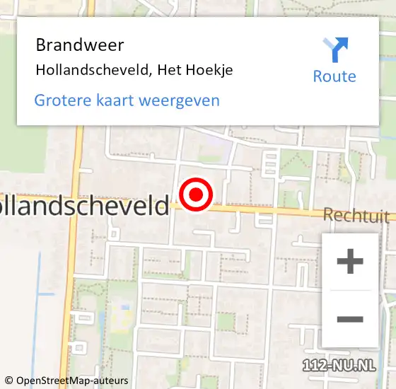 Locatie op kaart van de 112 melding: Brandweer Hollandscheveld, Het Hoekje op 10 juli 2016 01:21