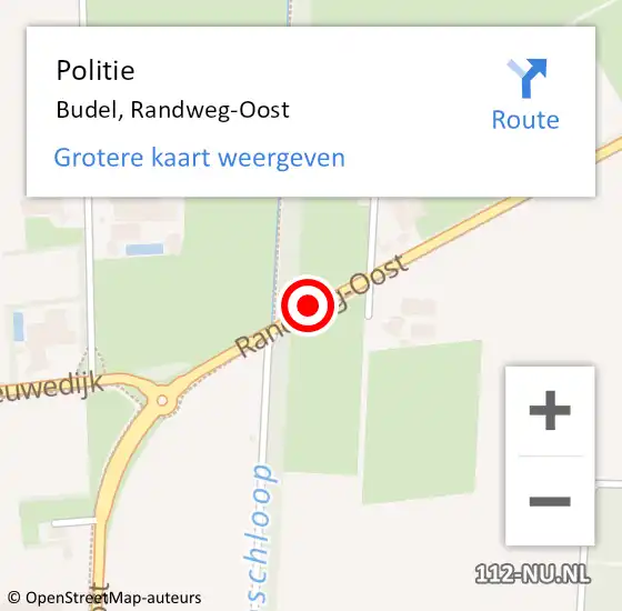 Locatie op kaart van de 112 melding: Politie Budel, Randweg-Oost op 10 juli 2016 12:07