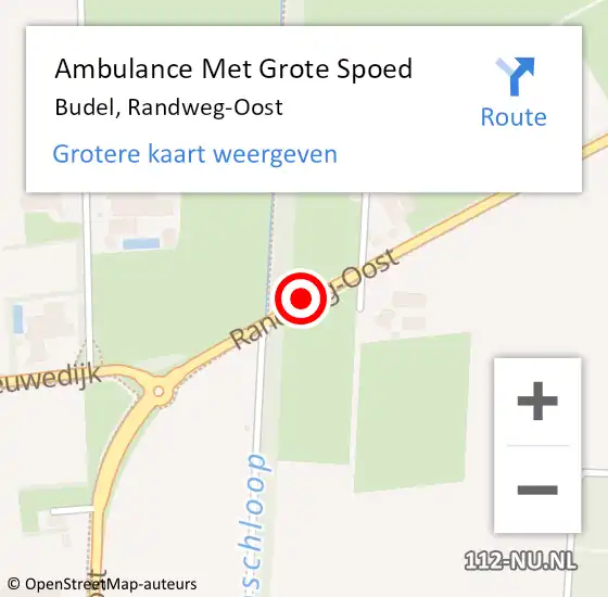 Locatie op kaart van de 112 melding: Ambulance Met Grote Spoed Naar Budel, Randweg-Oost op 10 juli 2016 12:08