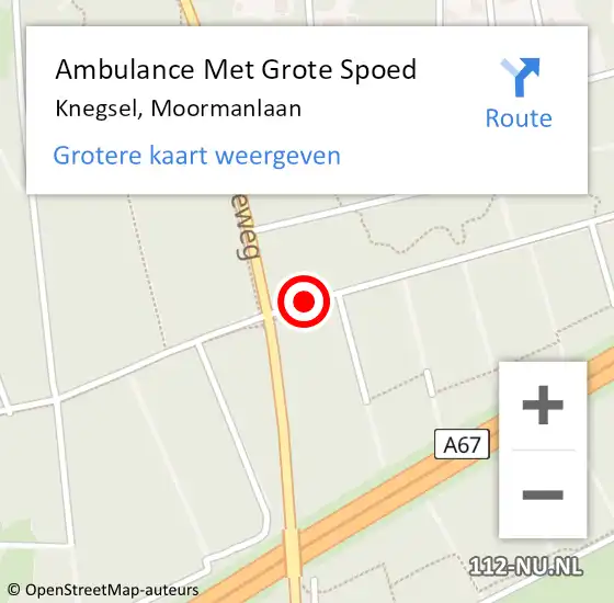 Locatie op kaart van de 112 melding: Ambulance Met Grote Spoed Naar Knegsel, Moormanlaan op 10 juli 2016 13:28