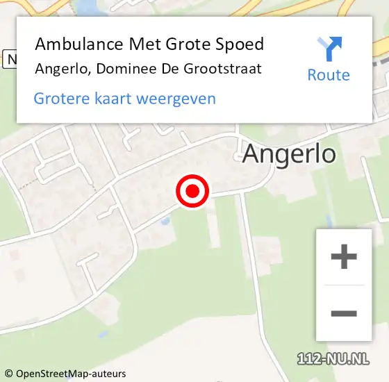 Locatie op kaart van de 112 melding: Ambulance Met Grote Spoed Naar Angerlo, Dominee De Grootstraat op 20 december 2013 17:35