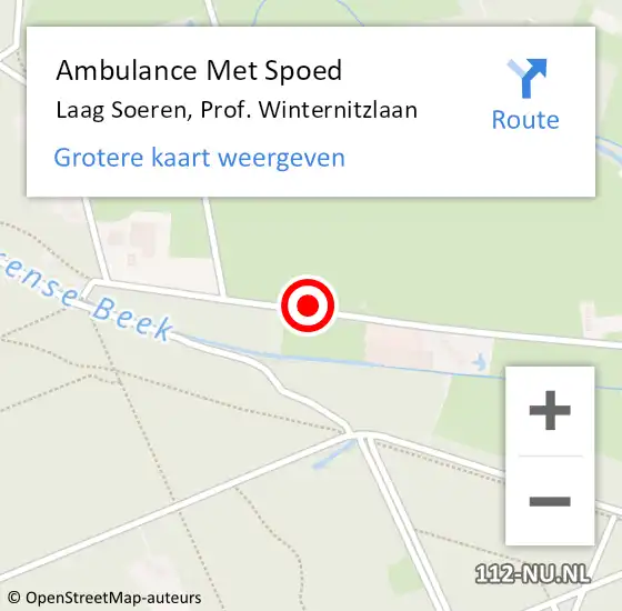 Locatie op kaart van de 112 melding: Ambulance Met Spoed Naar Laag Soeren, Prof. Winternitzlaan op 20 december 2013 18:03