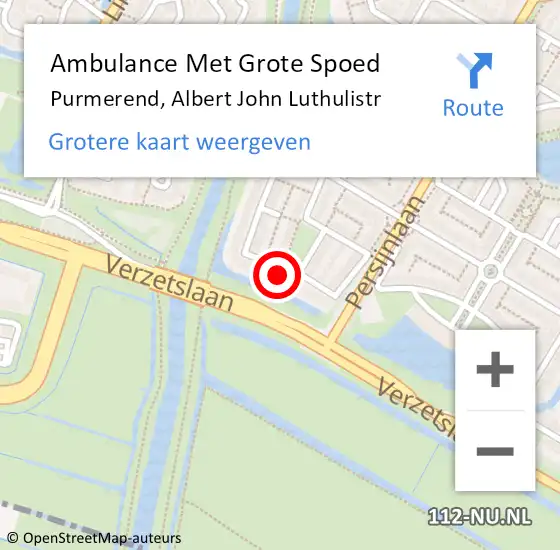 Locatie op kaart van de 112 melding: Ambulance Met Grote Spoed Naar Purmerend, Albert John Luthulistr op 10 juli 2016 21:54
