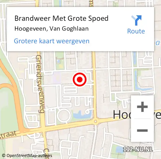 Locatie op kaart van de 112 melding: Brandweer Met Grote Spoed Naar Hoogeveen, Van Goghlaan op 20 december 2013 18:21