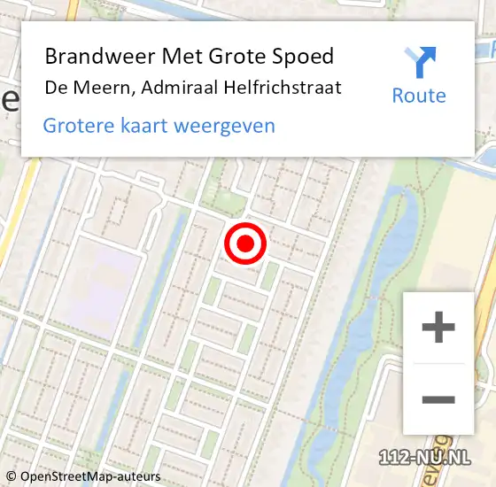 Locatie op kaart van de 112 melding: Brandweer Met Grote Spoed Naar De Meern, Admiraal Helfrichstraat op 11 juli 2016 09:24