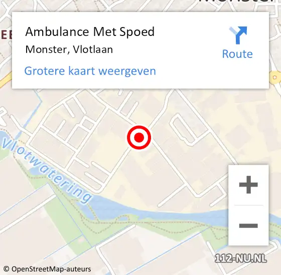 Locatie op kaart van de 112 melding: Ambulance Met Spoed Naar Monster, Vlotlaan op 11 juli 2016 11:16