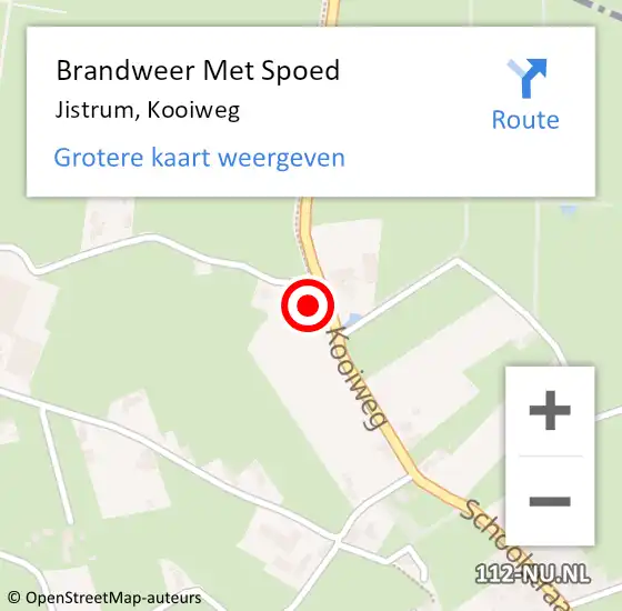 Locatie op kaart van de 112 melding: Brandweer Met Spoed Naar Jistrum, Kooiweg op 11 juli 2016 11:39