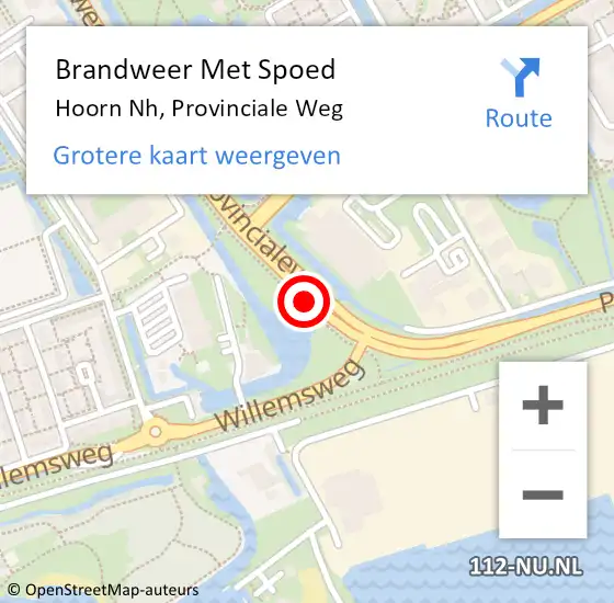 Locatie op kaart van de 112 melding: Brandweer Met Spoed Naar Hoorn Nh, Provinciale Weg op 11 juli 2016 13:45