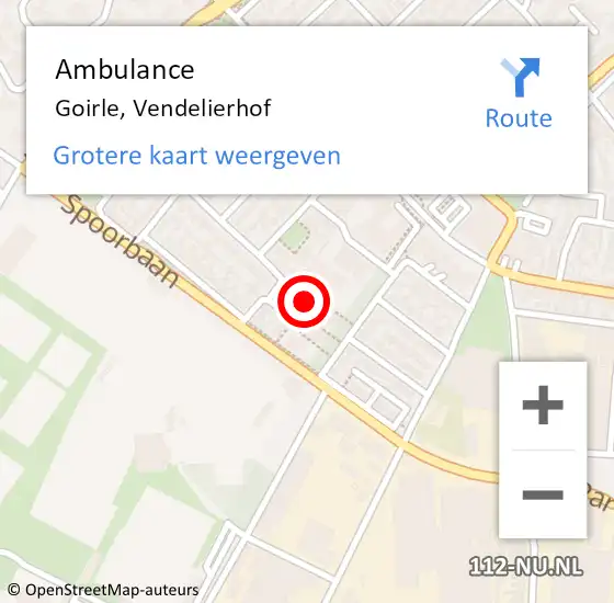 Locatie op kaart van de 112 melding: Ambulance Goirle, Vendelierhof op 12 juli 2016 16:27