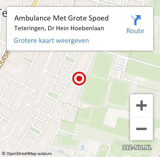 Locatie op kaart van de 112 melding: Ambulance Met Grote Spoed Naar Teteringen, Dr Hein Hoebenlaan op 12 juli 2016 23:12