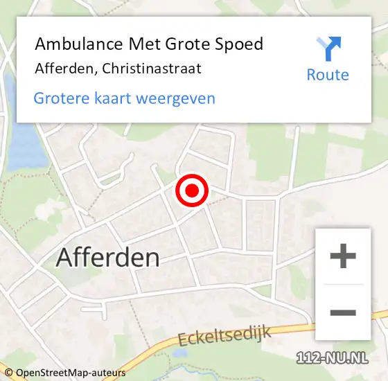 Locatie op kaart van de 112 melding: Ambulance Met Grote Spoed Naar Afferden, Christinastraat op 13 juli 2016 07:14