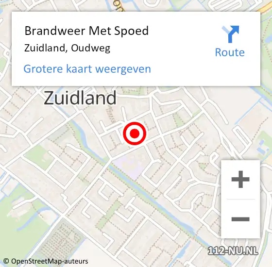 Locatie op kaart van de 112 melding: Brandweer Met Spoed Naar Zuidland, Oudweg op 13 juli 2016 12:15