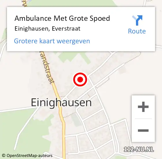 Locatie op kaart van de 112 melding: Ambulance Met Grote Spoed Naar Einighausen, Everstraat op 21 december 2013 00:59