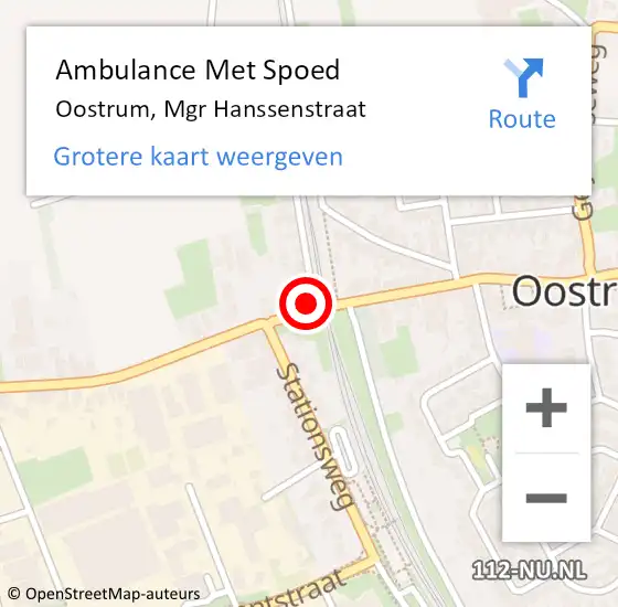 Locatie op kaart van de 112 melding: Ambulance Met Spoed Naar Oostrum, Mgr Hanssenstraat op 21 december 2013 01:36