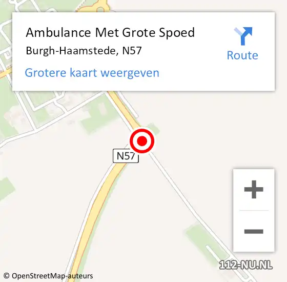 Locatie op kaart van de 112 melding: Ambulance Met Grote Spoed Naar Burgh-Haamstede, N57 op 13 juli 2016 17:24