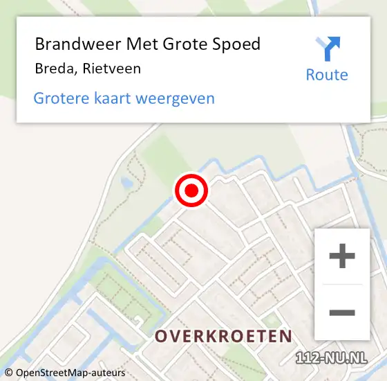 Locatie op kaart van de 112 melding: Brandweer Met Grote Spoed Naar Breda, Rietveen op 13 juli 2016 18:16