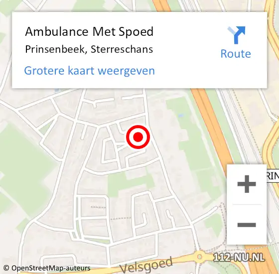 Locatie op kaart van de 112 melding: Ambulance Met Spoed Naar Prinsenbeek, Sterreschans op 13 juli 2016 19:09