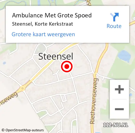 Locatie op kaart van de 112 melding: Ambulance Met Grote Spoed Naar Steensel, Korte Kerkstraat op 14 juli 2016 14:42