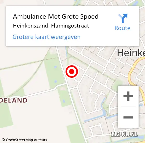 Locatie op kaart van de 112 melding: Ambulance Met Grote Spoed Naar Heinkenszand, Flamingostraat op 14 juli 2016 14:56