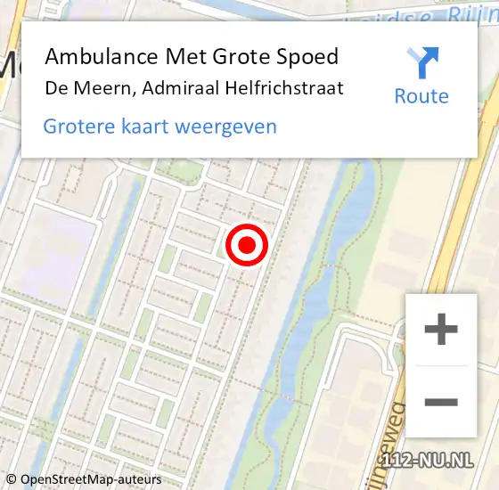 Locatie op kaart van de 112 melding: Ambulance Met Grote Spoed Naar De Meern, Admiraal Helfrichstraat op 15 juli 2016 03:00