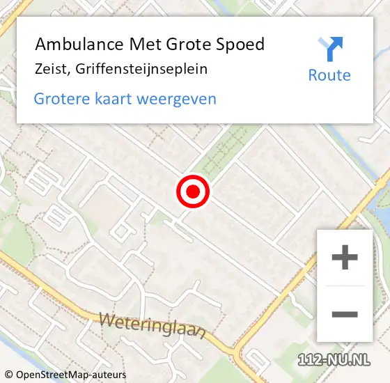 Locatie op kaart van de 112 melding: Ambulance Met Grote Spoed Naar Zeist, Griffensteijnseplein op 21 december 2013 09:19