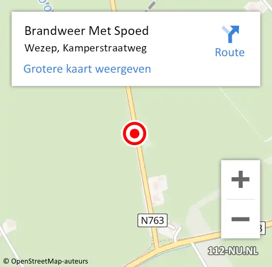 Locatie op kaart van de 112 melding: Brandweer Met Spoed Naar Wezep, Kamperstraatweg op 15 juli 2016 22:40