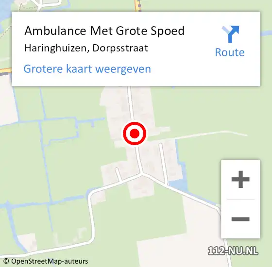 Locatie op kaart van de 112 melding: Ambulance Met Grote Spoed Naar Haringhuizen, Dorpsstraat op 16 juli 2016 12:07