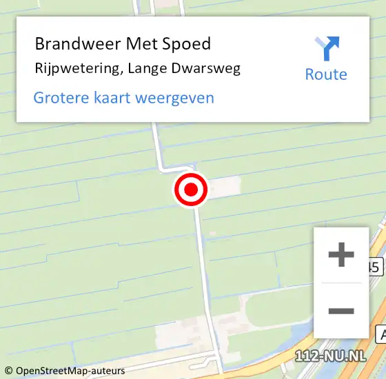 Locatie op kaart van de 112 melding: Brandweer Met Spoed Naar Rijpwetering, Lange Dwarsweg op 16 juli 2016 20:19