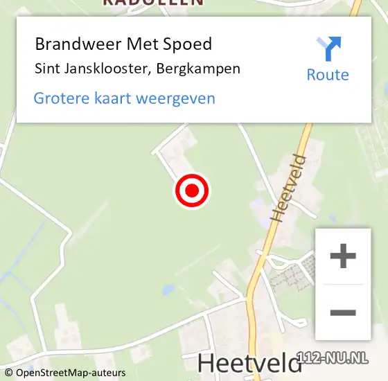 Locatie op kaart van de 112 melding: Brandweer Met Spoed Naar Sint Jansklooster, Bergkampen op 17 juli 2016 01:02