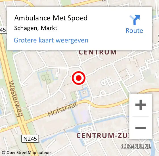 Locatie op kaart van de 112 melding: Ambulance Met Spoed Naar Schagen, Markt op 17 juli 2016 04:24