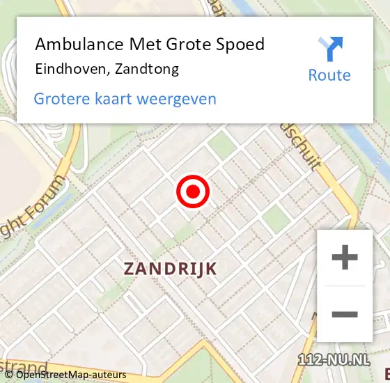 Locatie op kaart van de 112 melding: Ambulance Met Grote Spoed Naar Eindhoven, Zandtong op 17 juli 2016 14:10