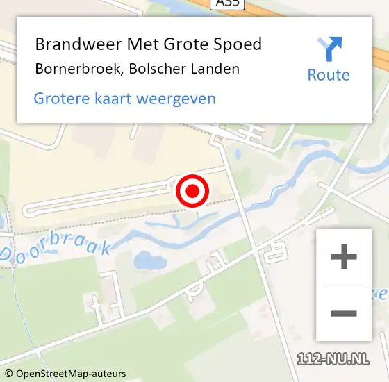 Locatie op kaart van de 112 melding: Brandweer Met Grote Spoed Naar Bornerbroek, Bolscher Landen op 17 juli 2016 16:20