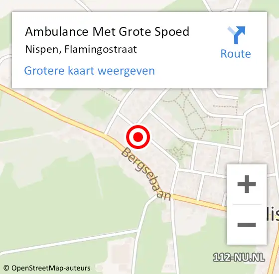 Locatie op kaart van de 112 melding: Ambulance Met Grote Spoed Naar Nispen, Flamingostraat op 17 juli 2016 23:45