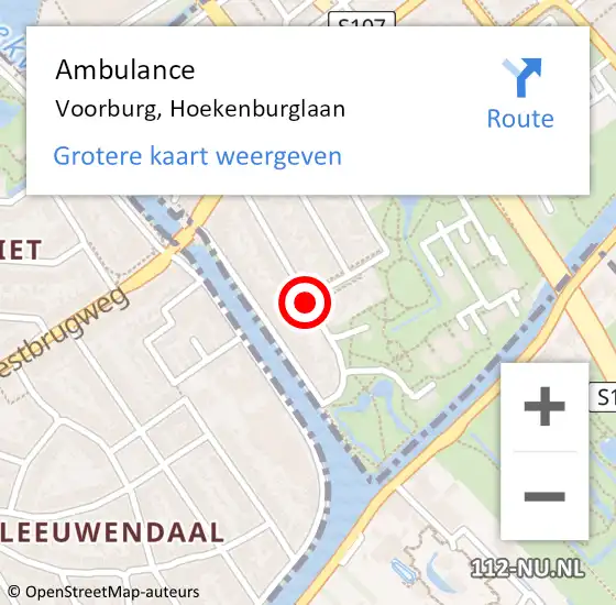 Locatie op kaart van de 112 melding: Ambulance Voorburg, Hoekenburglaan op 18 juli 2016 14:05