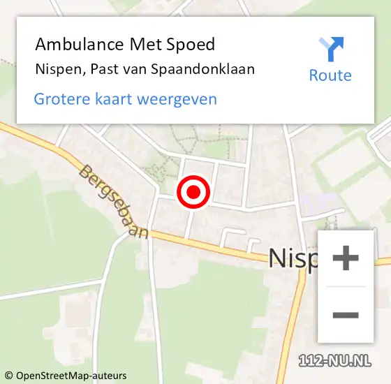 Locatie op kaart van de 112 melding: Ambulance Met Spoed Naar Nispen, Past van Spaandonklaan op 18 juli 2016 14:33