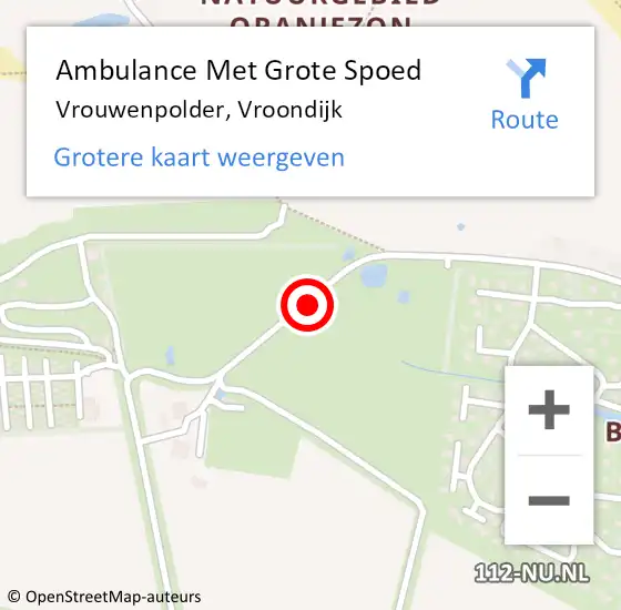 Locatie op kaart van de 112 melding: Ambulance Met Grote Spoed Naar Vrouwenpolder, Vroondijk op 18 juli 2016 21:58