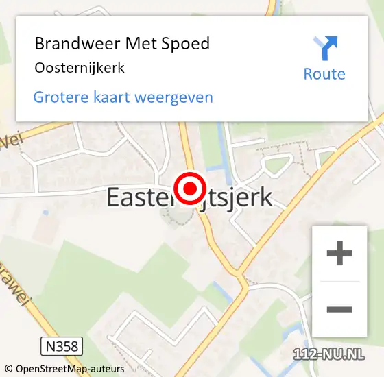 Locatie op kaart van de 112 melding: Brandweer Met Spoed Naar Oosternijkerk op 19 juli 2016 17:25