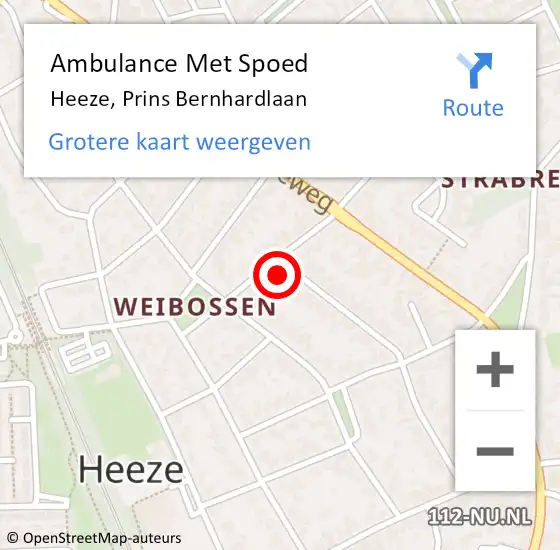 Locatie op kaart van de 112 melding: Ambulance Met Spoed Naar Heeze, Prins Bernhardlaan op 19 juli 2016 19:34