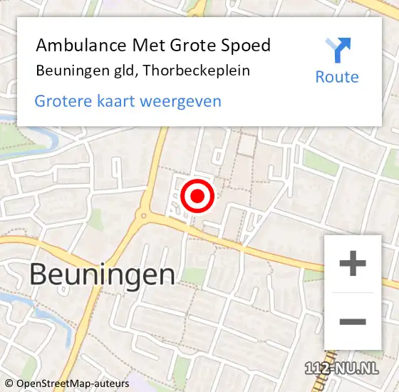 Locatie op kaart van de 112 melding: Ambulance Met Grote Spoed Naar Beuningen gld, Thorbeckeplein op 20 juli 2016 13:02