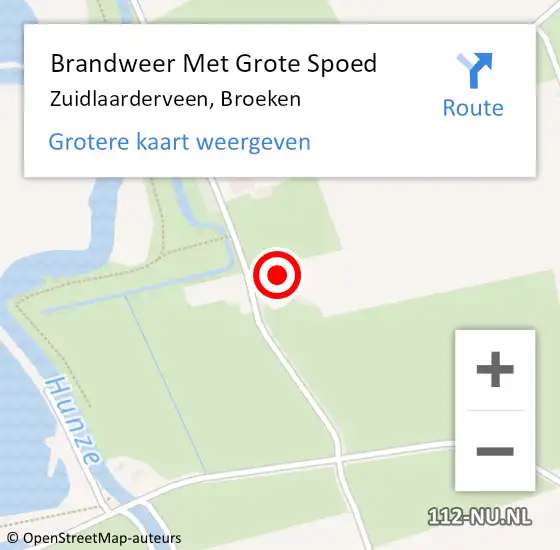 Locatie op kaart van de 112 melding: Brandweer Met Grote Spoed Naar Zuidlaarderveen, Broeken op 20 juli 2016 13:09