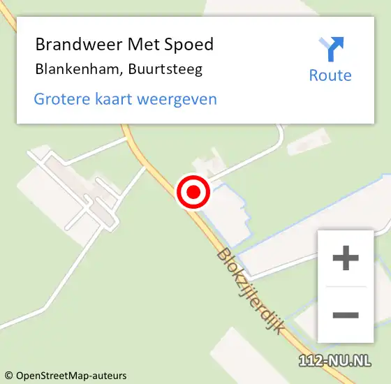 Locatie op kaart van de 112 melding: Brandweer Met Spoed Naar Blankenham, Buurtsteeg op 21 juli 2016 10:07