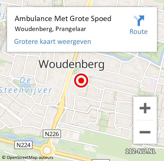 Locatie op kaart van de 112 melding: Ambulance Met Grote Spoed Naar Woudenberg, Prangelaar op 21 juli 2016 12:44