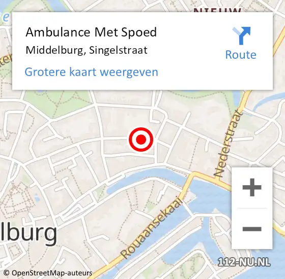 Locatie op kaart van de 112 melding: Ambulance Met Spoed Naar Middelburg, Singelstraat op 21 juli 2016 20:19
