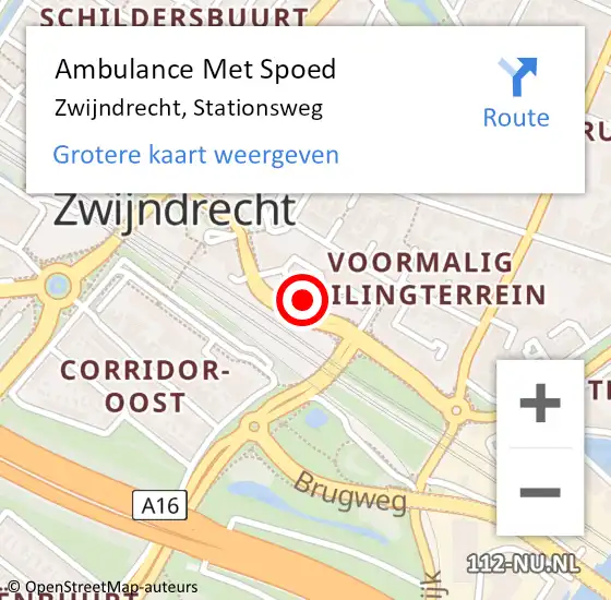 Locatie op kaart van de 112 melding: Ambulance Met Spoed Naar Zwijndrecht, Stationsweg op 22 juli 2016 10:07