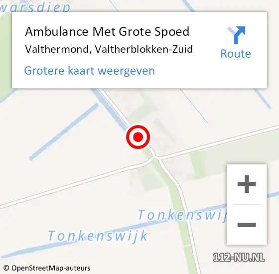Locatie op kaart van de 112 melding: Ambulance Met Grote Spoed Naar Valthermond, Valtherblokken-Zuid op 22 december 2013 01:45