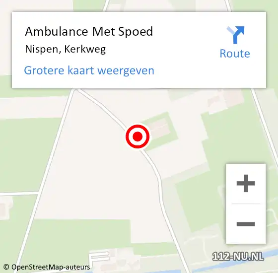 Locatie op kaart van de 112 melding: Ambulance Met Spoed Naar Nispen, Kerkweg op 22 juli 2016 13:50
