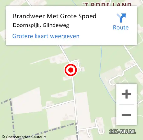 Locatie op kaart van de 112 melding: Brandweer Met Grote Spoed Naar Doornspijk, Glindeweg op 22 juli 2016 21:18